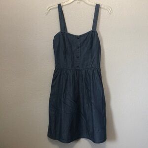 Vans dress Women's M Medium denim sundress jean sleeveless smocked garden party